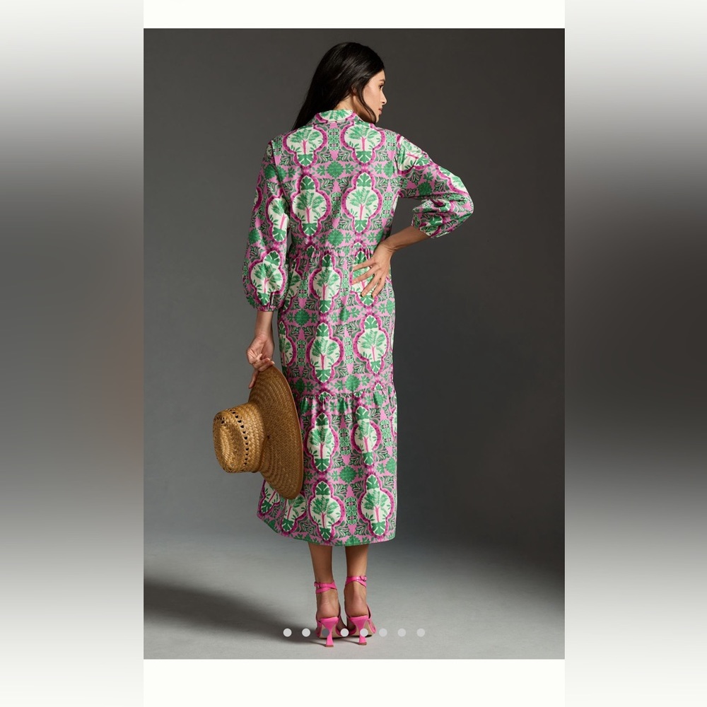 ANTHROPOLOGIE NWT BETTINA TIERED SHIRT DRESS 🍉 - Picture 7 of 9